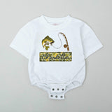 Personalized Baby Romper with Fishing Camo Design, Custom Name Bass Fish Outfit, Cute Infant Gift for Fisherman Dad or Baby Shower