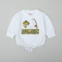 Personalized Baby Romper with Fishing Camo Design, Custom Name Bass Fish Outfit, Cute Infant Gift for Fisherman Dad or Baby Shower