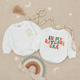 Personalized Baby Romper with Groovy 'In My Daycare Era' Retro Smiley Design, Custom Name, Soft Cotton Long Sleeve Outfit for Babies & Toddlers