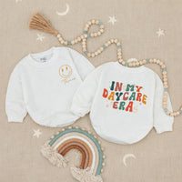 Personalized Baby Romper with Groovy 'In My Daycare Era' Retro Smiley Design, Custom Name, Soft Cotton Long Sleeve Outfit for Babies & Toddlers