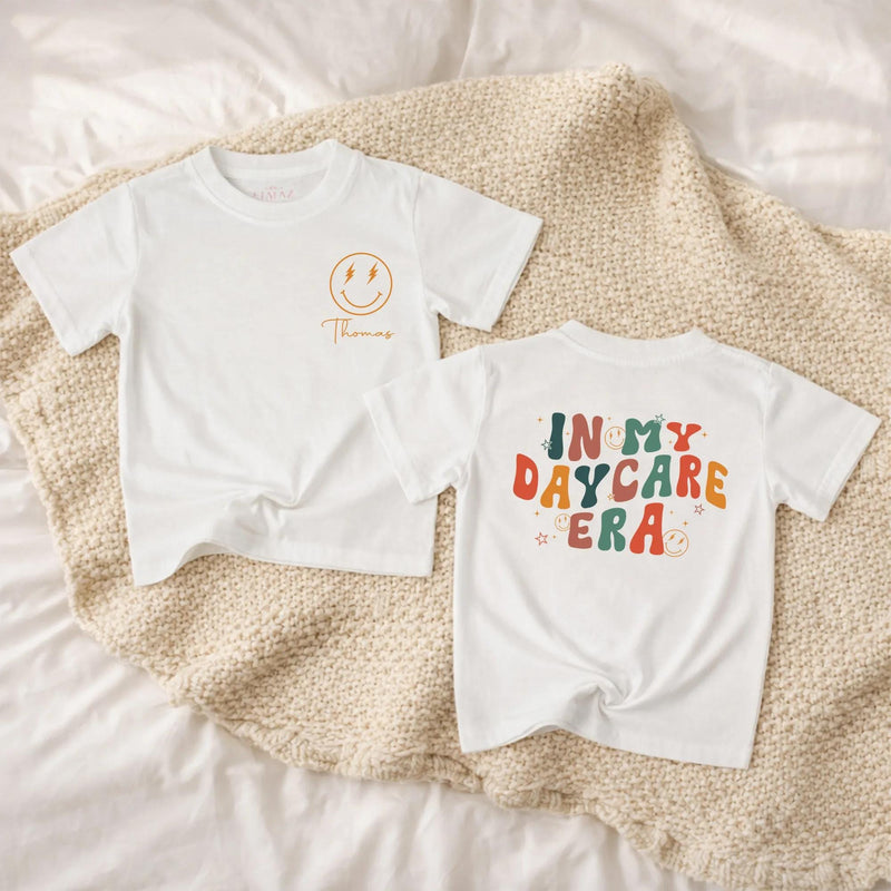 Personalized Baby Romper with Groovy 'In My Daycare Era' Retro Smiley Design, Custom Name, Soft Cotton Long Sleeve Outfit for Babies & Toddlers