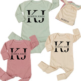 Personalized Baby Romper and Hat Set Custom Name Kohen John Design Newborn Coming Home Outfit Soft Cotton Gift for Boy or Girl
