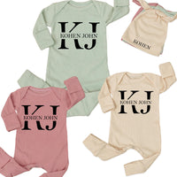 Personalized Baby Romper and Hat Set Custom Name Kohen John Design Newborn Coming Home Outfit Soft Cotton Gift for Boy or Girl
