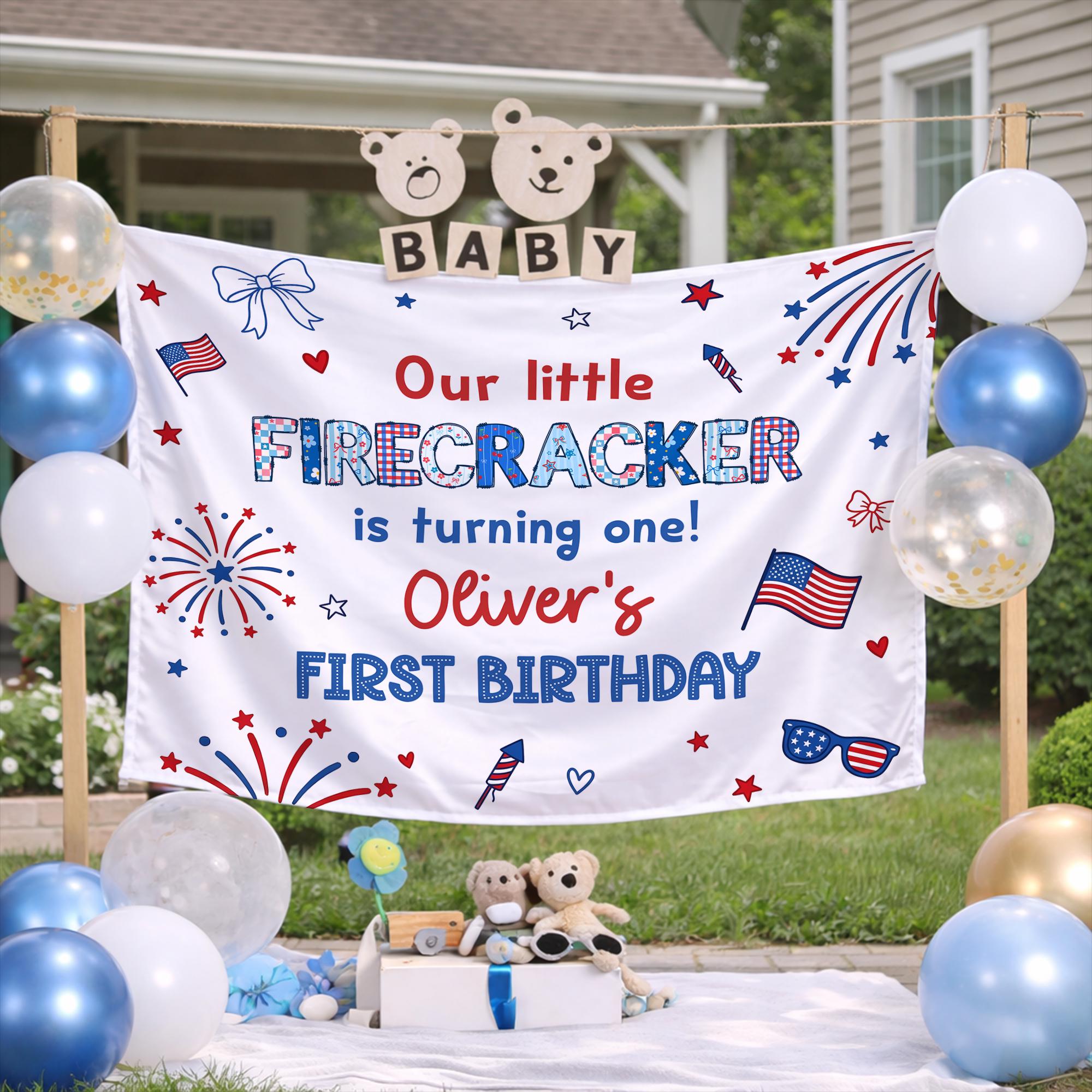 Personalized Baby Romper Patriotic Firecracker Design for 4th of July Birthday, Custom Red White Blue Outfit for Toddler or Infant