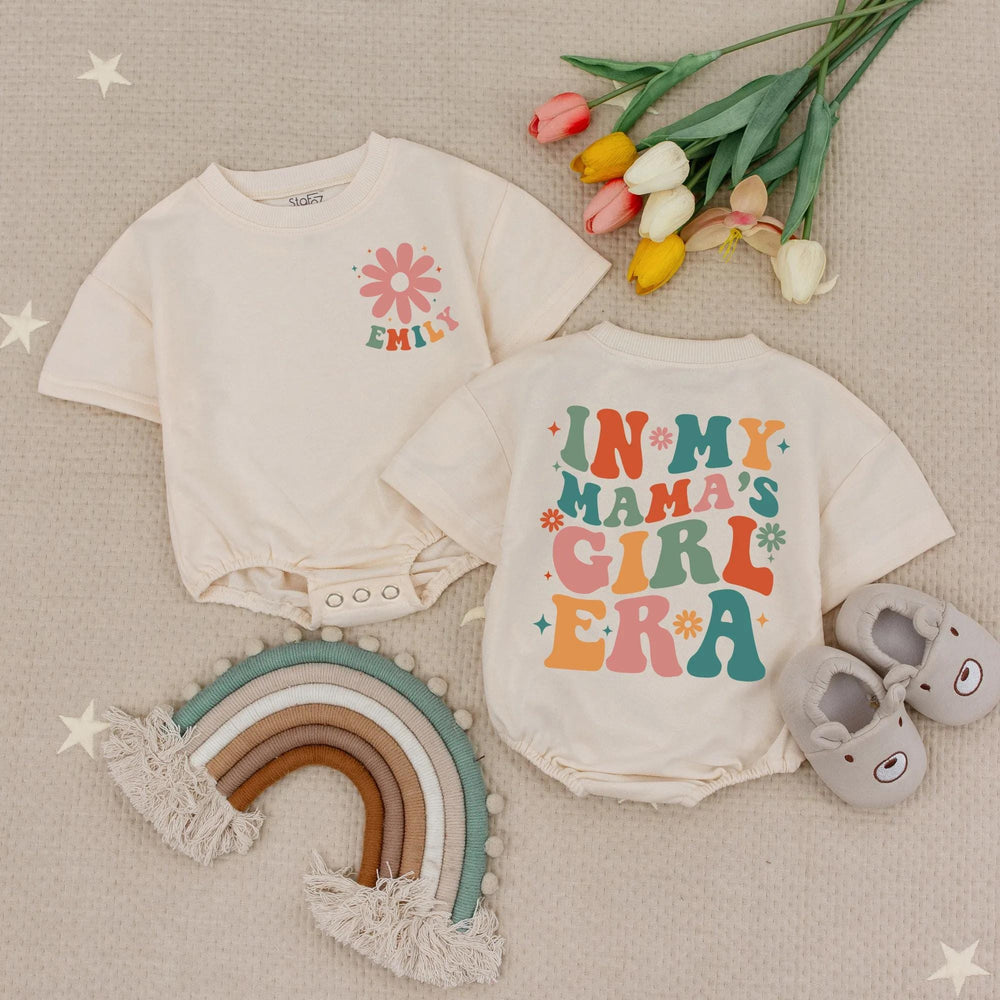Personalized Baby Romper with Pink Daisy and Emily Name, Cute In My Mama's Girl Era Outfit for Newborns, Gift for Mother's Day or Birthday