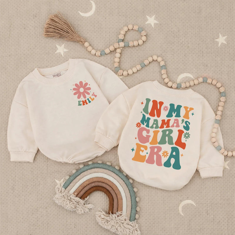 Personalized Baby Romper with Pink Daisy and Emily Name, Cute In My Mama's Girl Era Outfit for Newborns, Gift for Mother's Day or Birthday