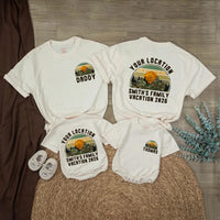 Personalized Baby Romper Retro Mountain Sunset Family Vacation Outfit Custom Names National Park Design Soft Cotton Gift Idea