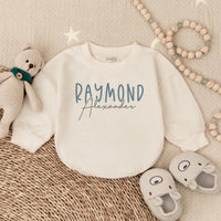 Personalized Baby Romper Soft Blue Bold Name Design Comfy Cotton Infant Customizable Sweatshirt for Casual Birthday Holiday