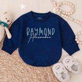 Personalized Baby Romper Soft Blue Bold Name Design Comfy Cotton Infant Customizable Sweatshirt for Casual Birthday Holiday