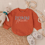 Personalized Baby Romper Soft Blue Bold Name Design Comfy Cotton Infant Customizable Sweatshirt for Casual Birthday Holiday