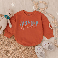 Personalized Baby Romper Soft Blue Bold Name Design Comfy Cotton Infant Customizable Sweatshirt for Casual Birthday Holiday