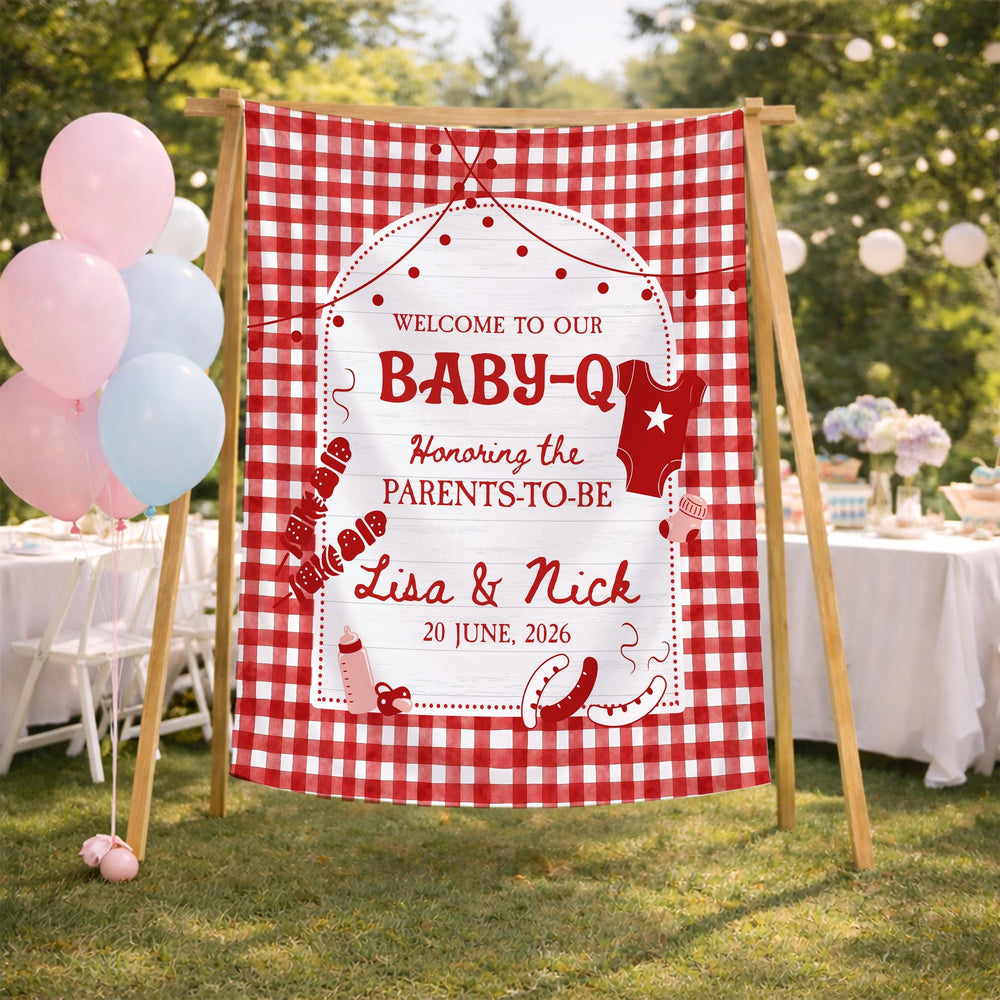 Personalized Baby Q Shower Set with Little Grilling Buddy Bodysuit and Sign Adorable BBQ Baby Shower Gift for Summer Party Decor