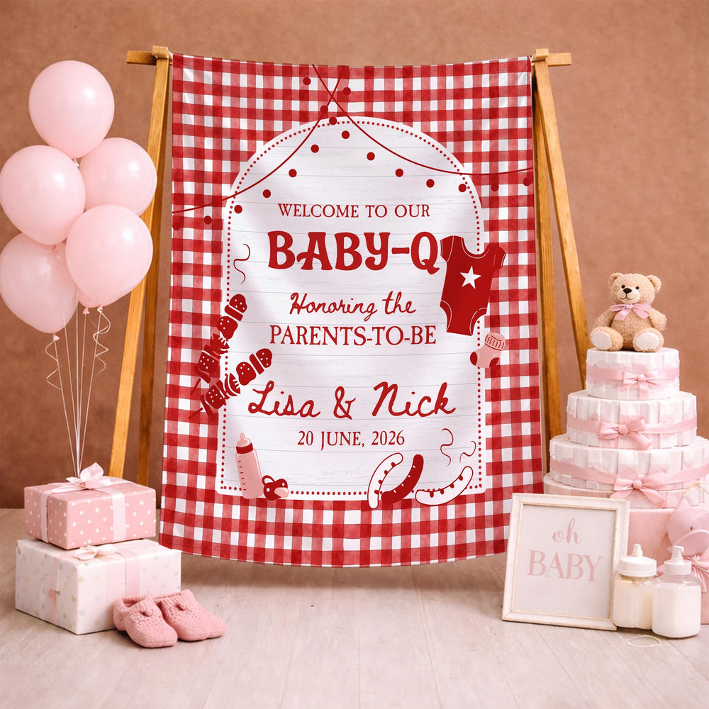 Personalized Baby Q Shower Set with Little Grilling Buddy Bodysuit and Sign Adorable BBQ Baby Shower Gift for Summer Party Decor