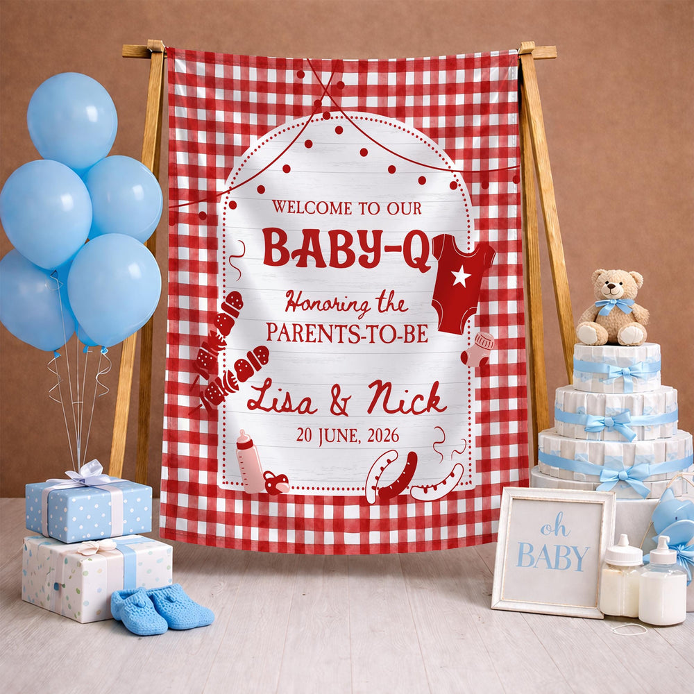 Personalized Baby Q Shower Set with Little Grilling Buddy Bodysuit and Sign Adorable BBQ Baby Shower Gift for Summer Party Decor