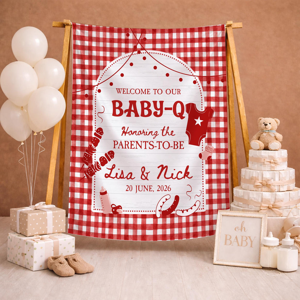 Personalized Baby Q Shower Set with Little Grilling Buddy Bodysuit and Sign Adorable BBQ Baby Shower Gift for Summer Party Decor