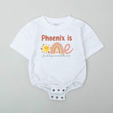Personalized Baby Sunshine Birthday Romper with Boho Rainbow First Trip Around the Sun Outfit Soft Cotton Smash Cake Bodysuit Gift