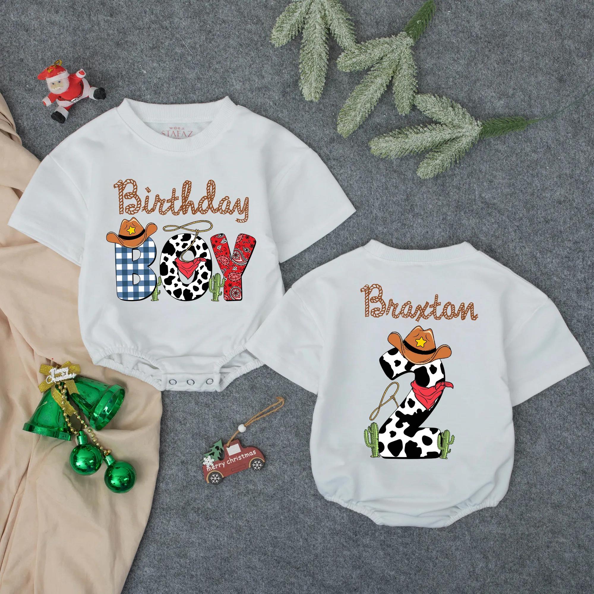 Personalized Baby Western Birthday Romper My First Rodeo Outfit Rustic Cowboy Theme Infant Party Clothes Cotton Soft Custom Design