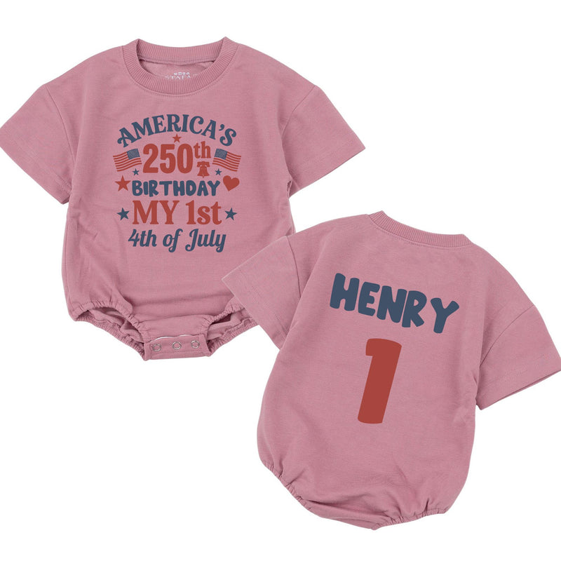 Personalized Baby's First 4th of July Outfit America's 250th Birthday Red Navy Patriotic Romper Henry 1 Custom Infant Summer Celebration