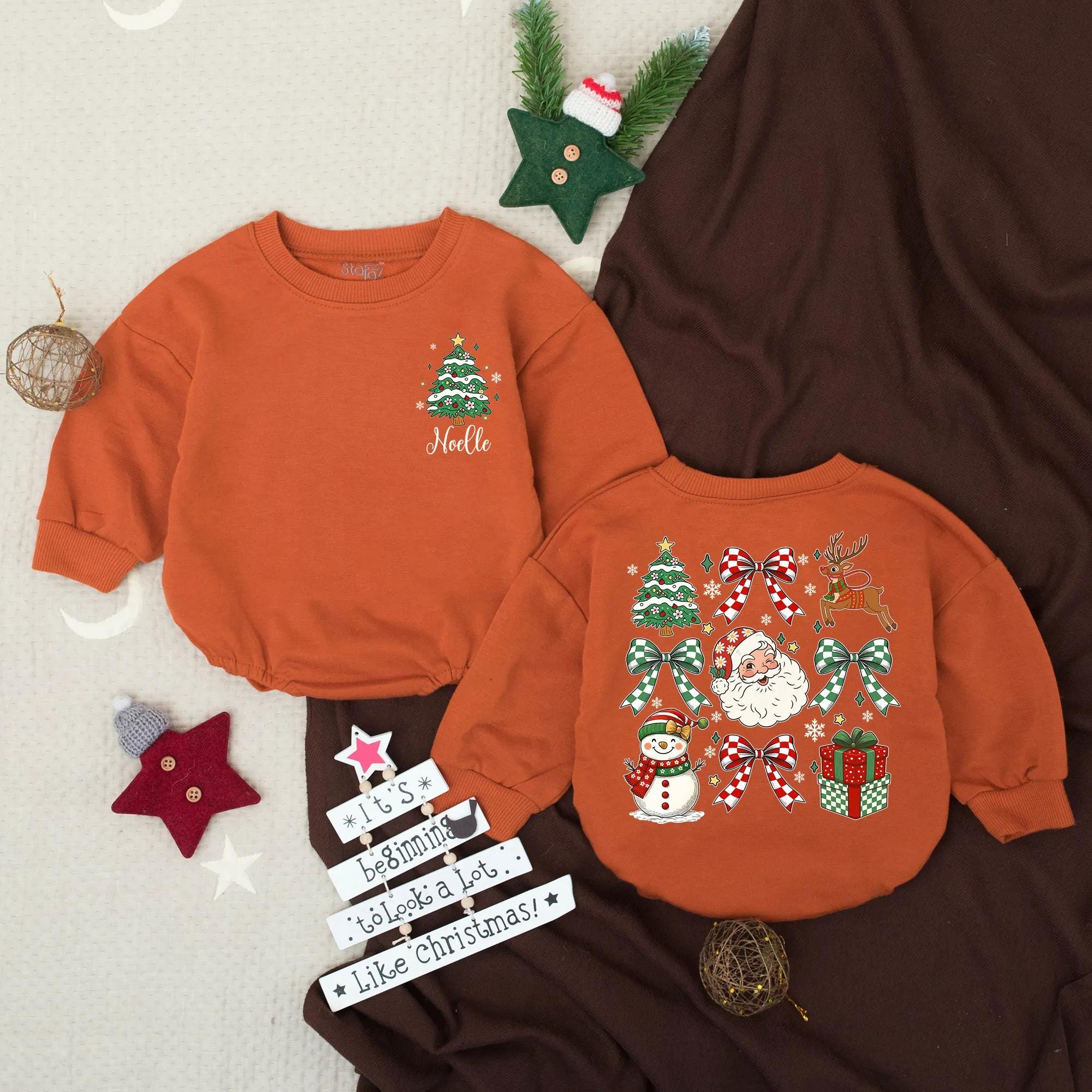 Personalized Baby's First Christmas Romper Red Car Santa Tree Festive Holiday Outfit Newborn Gift Custom Name Infant Winter Wear
