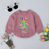 Personalized Baby's First Mardi Gras Romper with Jester Hat Design, Cotton Infant Outfit, Soft Comfortable Party Clothes Holiday Gift