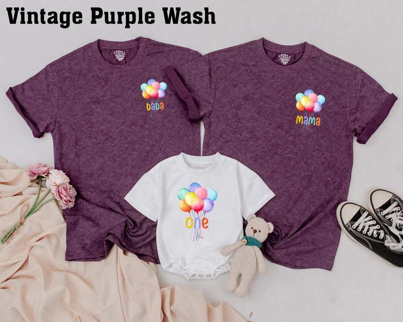 Personalized Balloon Birthday Shirt with Custom Text Matching Family 1st Birthday Outfit Rainbow Colors for Baby Boy or Girl Celebration