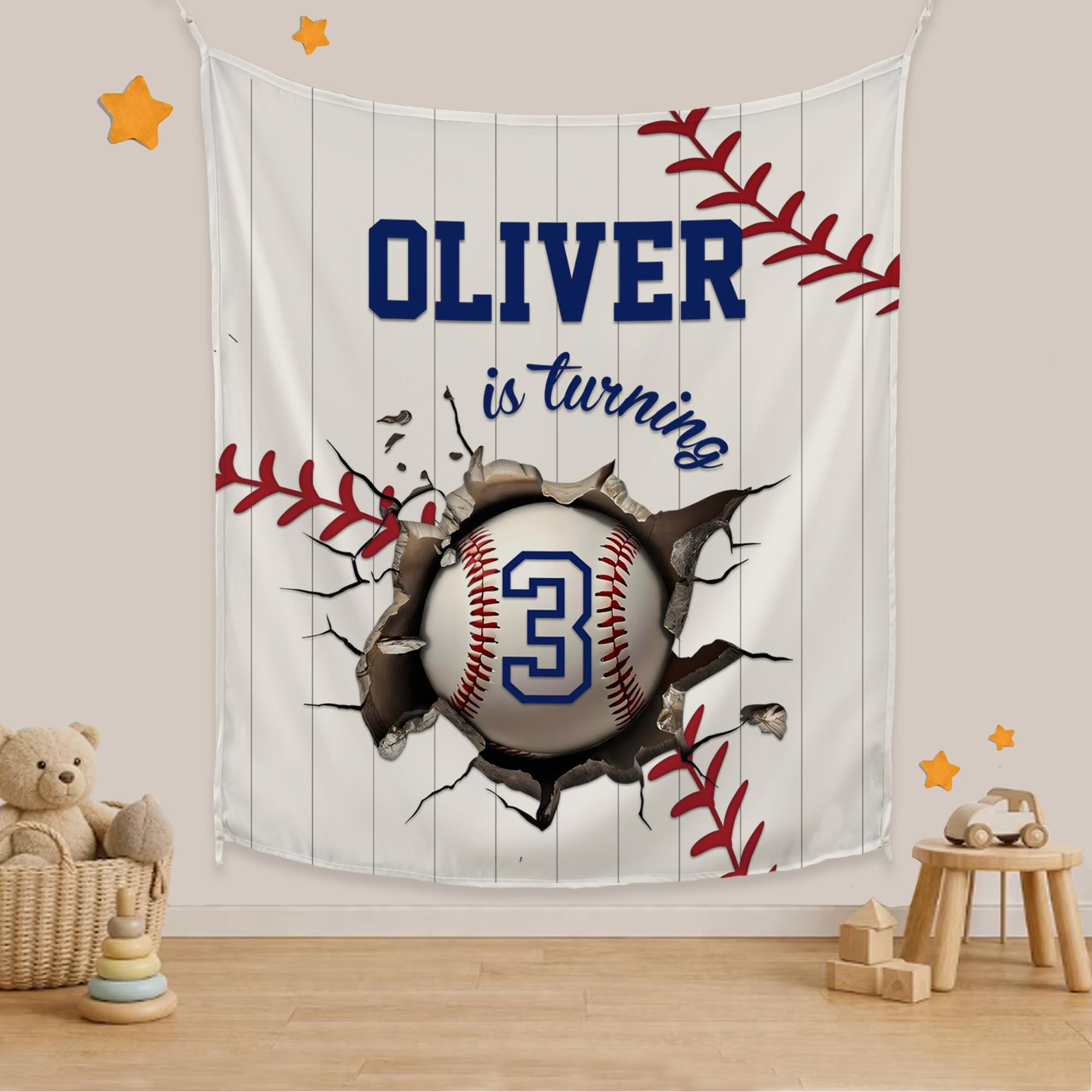 Personalized Baseball Birthday Boy Shirt and Banner Set Sports-Themed Party Outfit and Decorations Custom Baby and Toddler Gift Idea