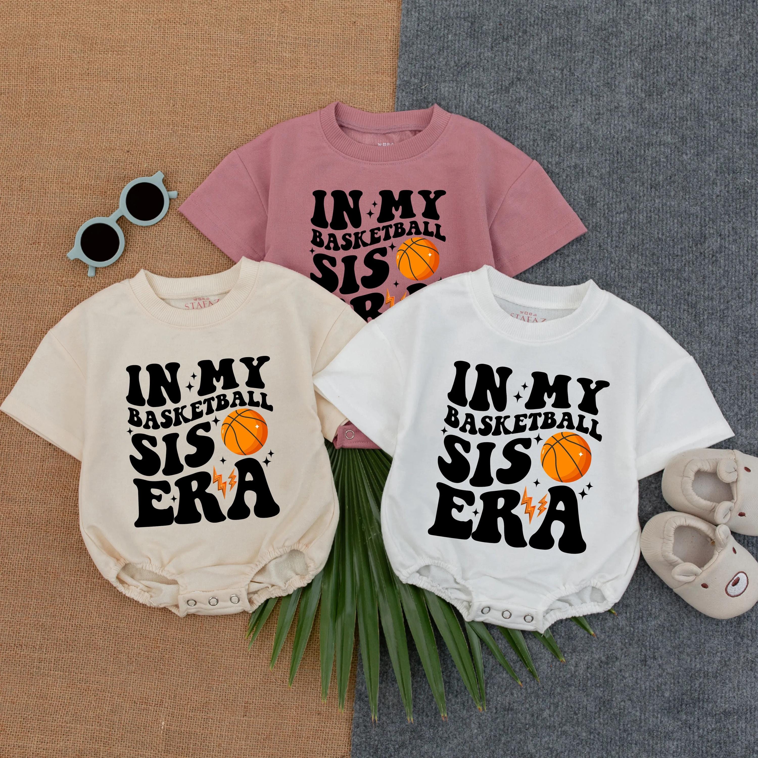Personalized Basketball Sister Era Romper Baby Sports Outfit Custom Name Orange Design Comfortable Cotton Newborn Game Day Clothes