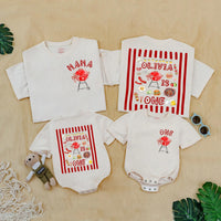 Personalized BBQ Birthday Matching Family Shirts with Red Grill Artwork, Custom Text for Baby's 1st Birthday Celebration Outfit