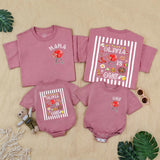 Personalized BBQ Birthday Matching Family Shirts with Red Grill Artwork, Custom Text for Baby's 1st Birthday Celebration Outfit