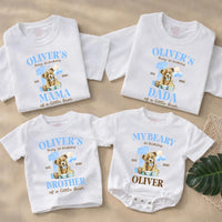 Personalized Beary First Birthday Shirts for Family with Cute Bear and Blue Number One, Custom Baby Romper or Matching Party Outfit