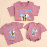 Personalized Beary First Birthday Shirts for Family with Cute Bear and Blue Number One, Custom Baby Romper or Matching Party Outfit