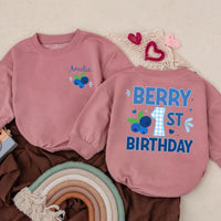 Personalized Berry 1st Birthday Romper with Blueberry Design for Baby Girl Soft Cotton Outfit First Birthday Party Gift