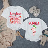 Personalized Berry First Birthday Girl Outfit with Strawberry Theme Romper Custom Name Sophia Cute 1st Birthday Baby Party Clothes Gift