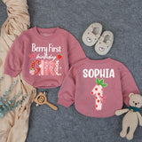 Personalized Berry First Birthday Girl Outfit with Strawberry Theme Romper Custom Name Sophia Cute 1st Birthday Baby Party Clothes Gift