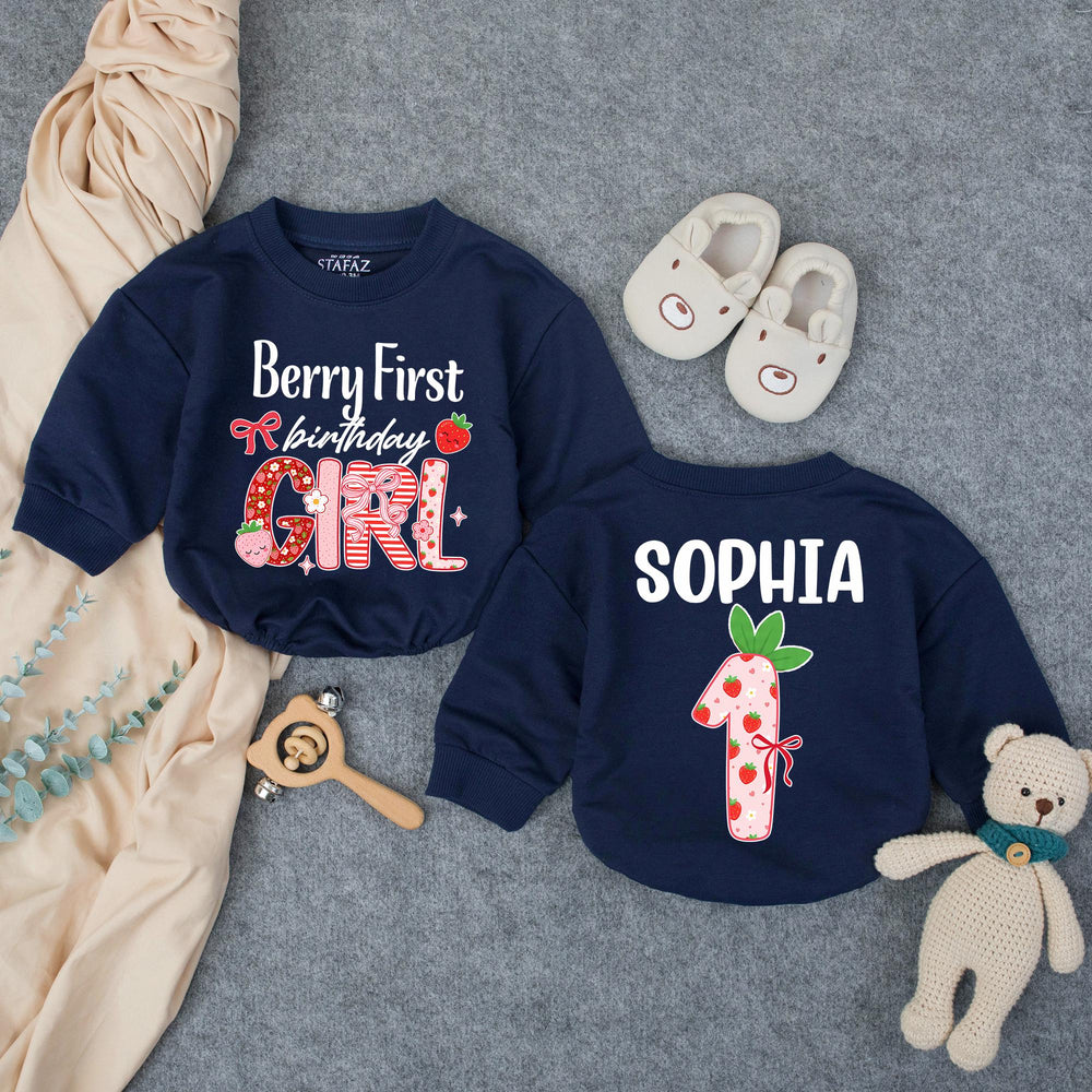 Personalized Berry First Birthday Girl Outfit with Strawberry Theme Romper Custom Name Sophia Cute 1st Birthday Baby Party Clothes Gift