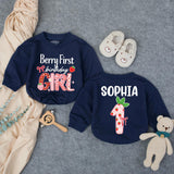 Personalized Berry First Birthday Girl Outfit with Strawberry Theme Romper Custom Name Sophia Cute 1st Birthday Baby Party Clothes Gift