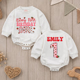 Personalized Berry First Birthday Girl Romper with Strawberry Gingham Design Custom Name Outfit for Baby's 1st Party Celebration