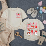 Personalized Berry First Birthday Romper for Baby Girl, Strawberry-Themed Outfit with Bow, Cottagecore Design Perfect for 1st Birthday Party