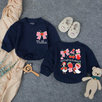Personalized Berry First Birthday Romper for Baby Girl, Strawberry-Themed Outfit with Bow, Cottagecore Design Perfect for 1st Birthday Party