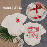 Personalized Berry Sweet Girl First Birthday Romper with Strawberries and Name, Baby Cake Smash Outfit for 1st Birthday Celebration