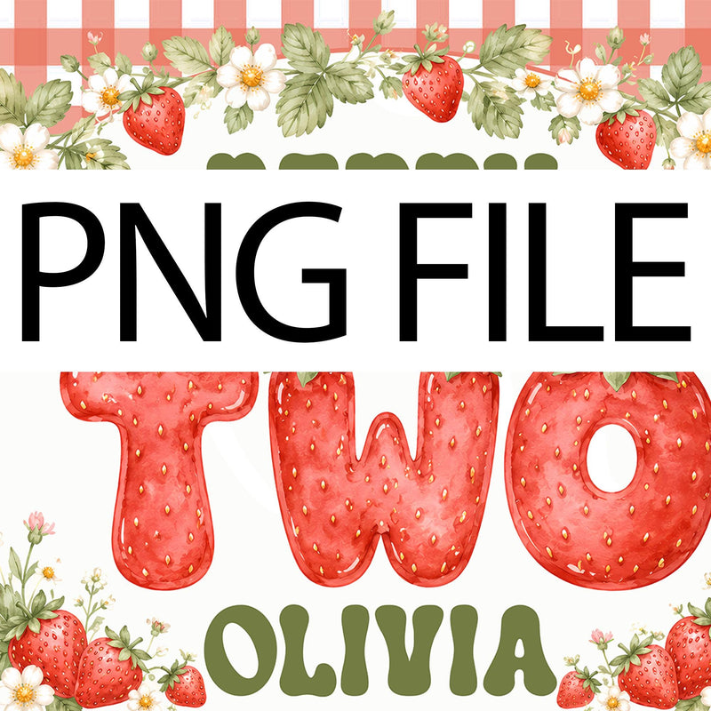 Personalized Berry Sweet Strawberry Two Banner for Toddler Girl's 2nd Birthday Party, Custom Silk Backdrop with Gingham Pattern