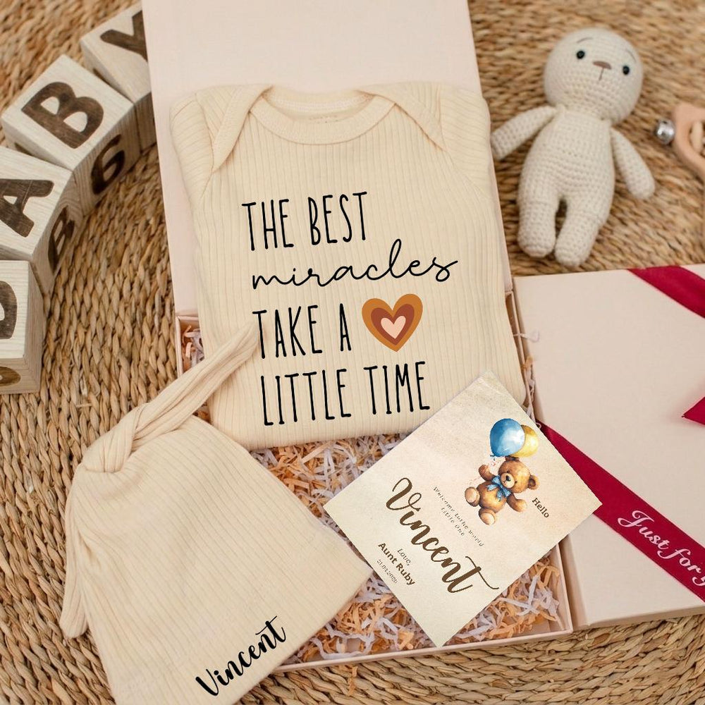 Personalized The Best Miracles Baby Bodysuit with Heart Design Custom Reveal Gift Baptism Outfit Infant Clothing Cotton Comfortable Keepsake