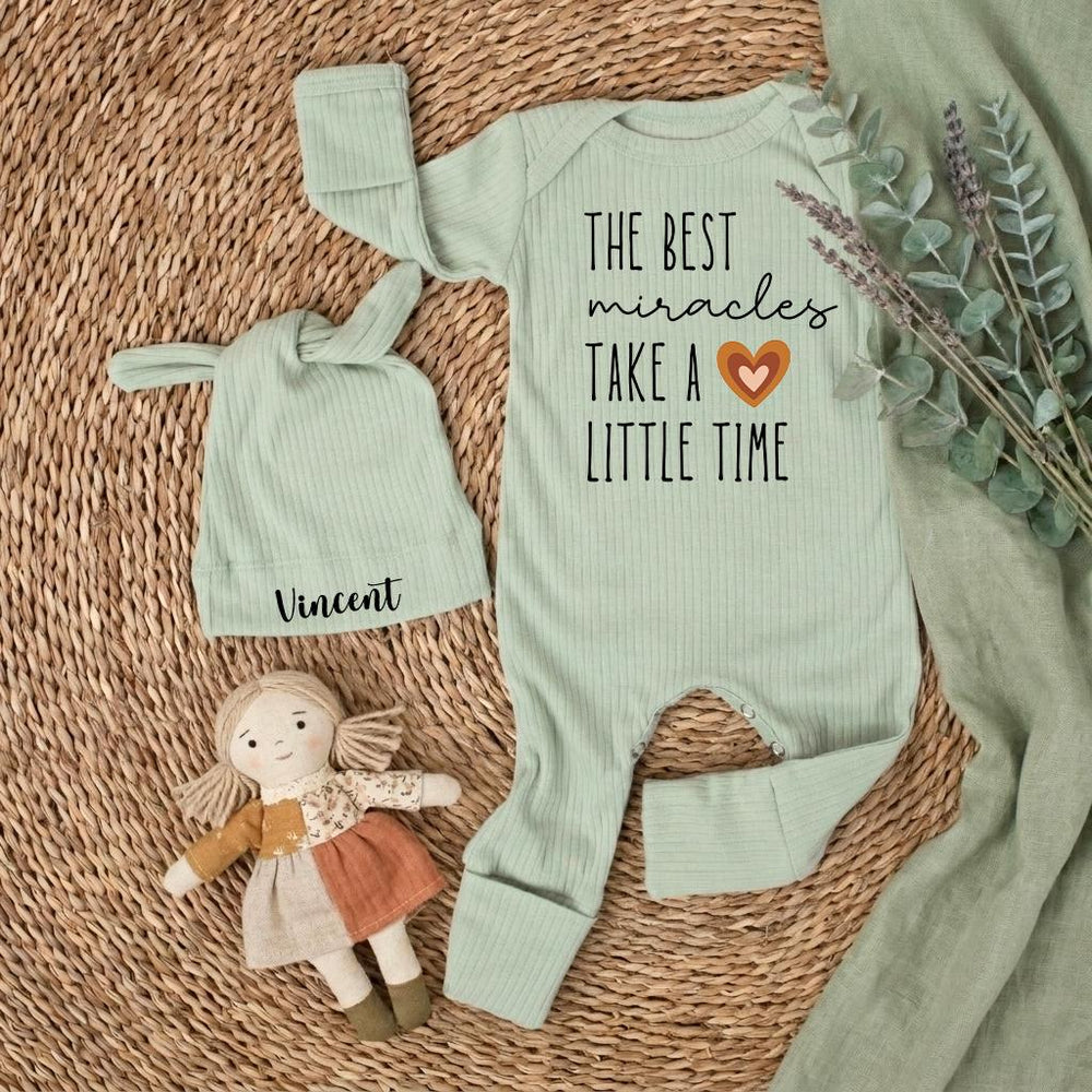 Personalized The Best Miracles Baby Bodysuit with Heart Design Custom Reveal Gift Baptism Outfit Infant Clothing Cotton Comfortable Keepsake