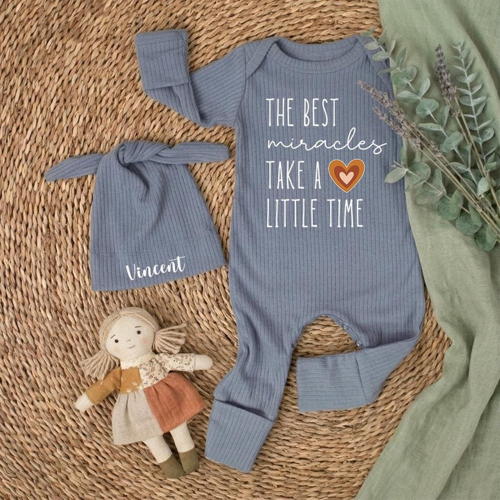 Personalized The Best Miracles Baby Bodysuit with Heart Design Custom Reveal Gift Baptism Outfit Infant Clothing Cotton Comfortable Keepsake