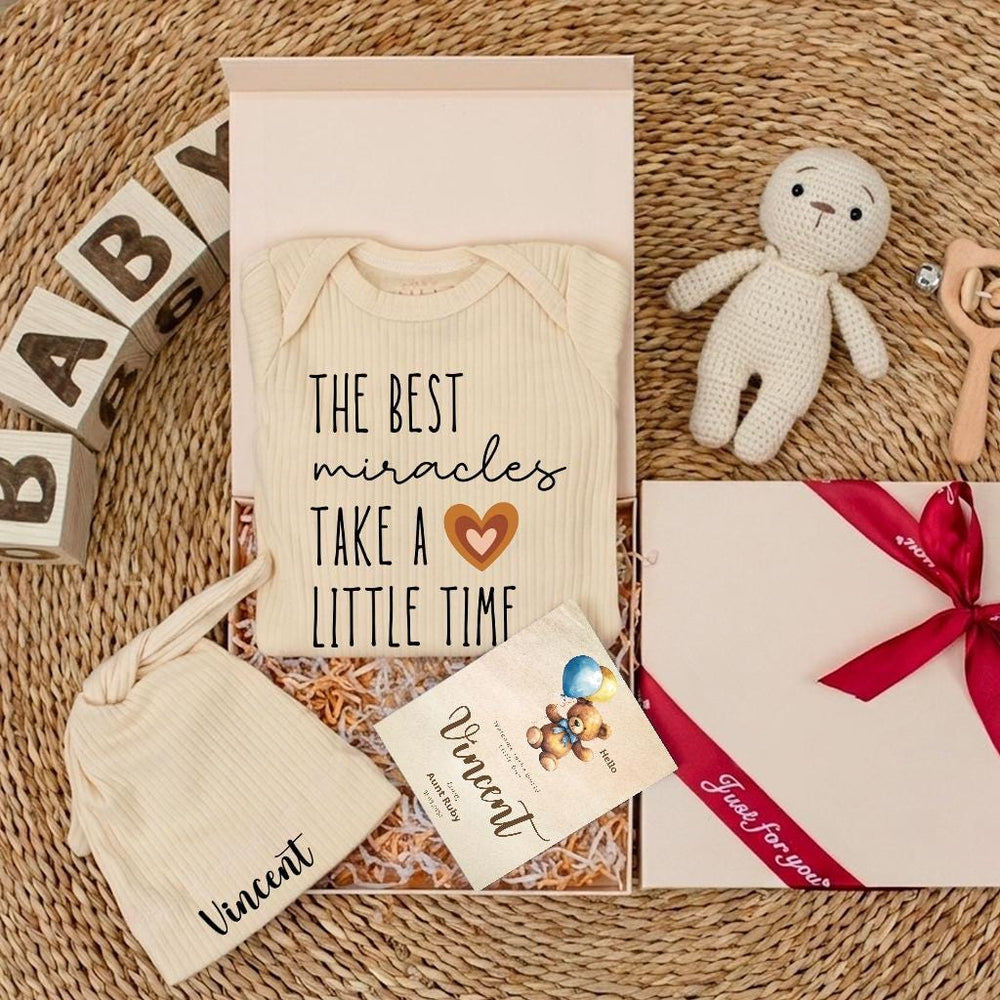 Personalized The Best Miracles Baby Bodysuit with Heart Design Custom Reveal Gift Baptism Outfit Infant Clothing Cotton Comfortable Keepsake