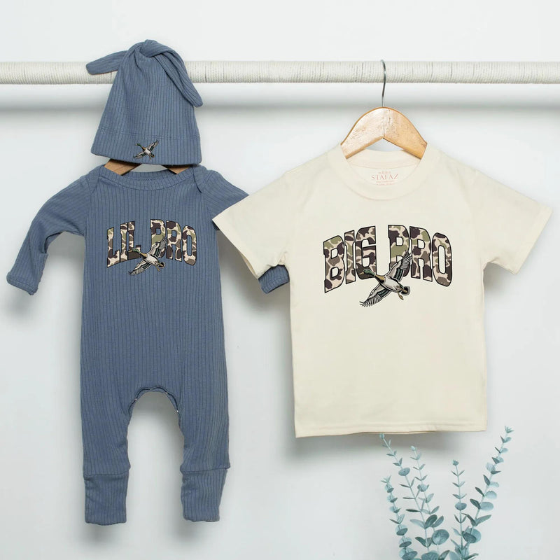 Personalized Big Bro Lil Bro Camouflage Duck Shirts Baby Hunting Announcement Gift Rustic Matching Toddler Cotton Outfit for Boys
