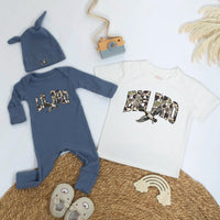 Personalized Big Bro Lil Bro Camouflage Duck Shirts Baby Hunting Announcement Gift Rustic Matching Toddler Cotton Outfit for Boys