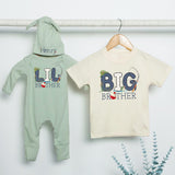Personalized Big Brother Little Brother Fishing Outfit with Name, Baby Romper, Toddler Shirt, Rustic Design, Sibling Matching Gift Set