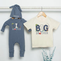 Personalized Big Brother Little Brother Fishing Outfit with Name, Baby Romper, Toddler Shirt, Rustic Design, Sibling Matching Gift Set