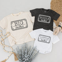 Personalized Big Brother Little Brother Shirts with Vintage Stamp Graphic Toddler Baby Outfit Custom Family Announcement Matching Set